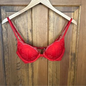 Victorias Secret Dream Angels Push Up‎ 34C Red Lace Sexy Lingerie Romantic
